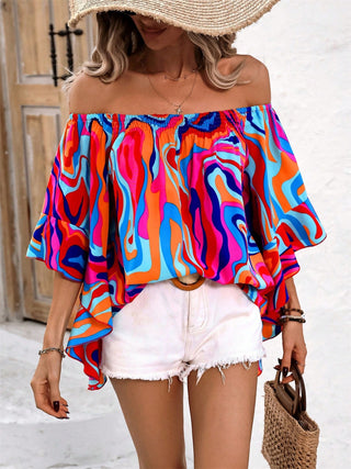 Printed Off-Shoulder Blouse Divacious