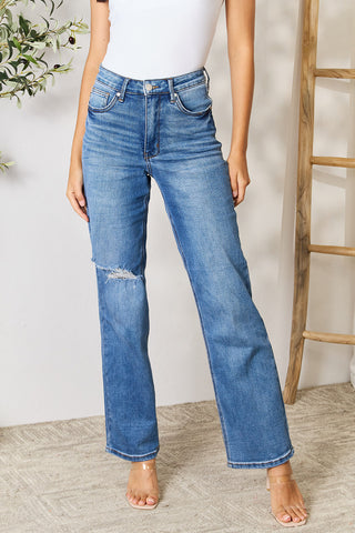 Full Size High Waist Distressed Jeans Divacious