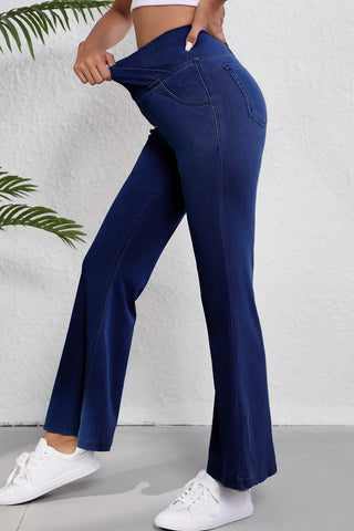 Asymmetric Waist Flare Jeans Divacious