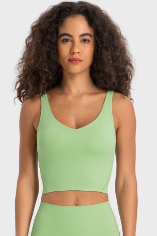 Millennia Deep V-Neck Crop Sports Bra Trendsi