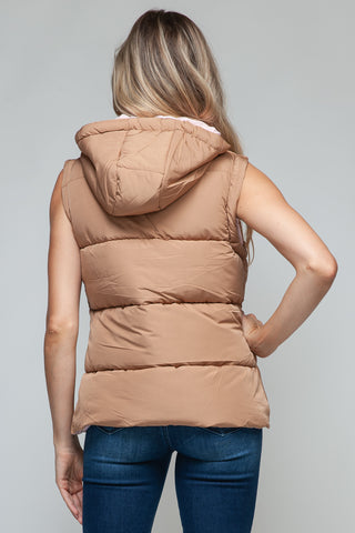 Snobbish Snap and Zip Closure Hooded Vest Trendsi