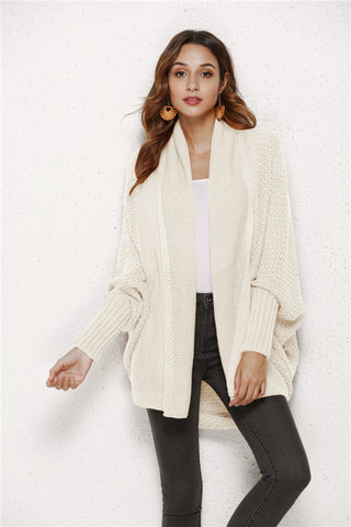 Open Front Batwing Sleeve Cardigan Divacious