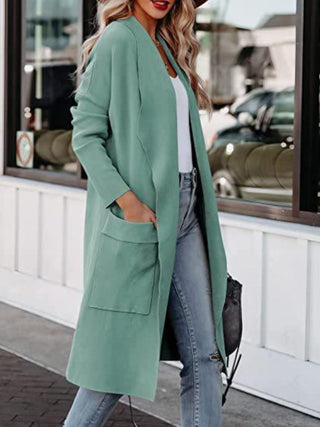 Open Front Dropped Shoulder Outerwear Divacious