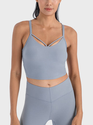 Millennia Double Strap Ribbed Sports Cami Trendsi