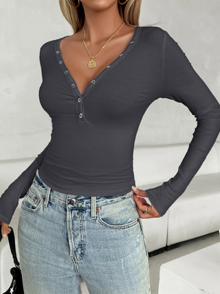 V-Neck Long Sleeve T-Shirt Divacious