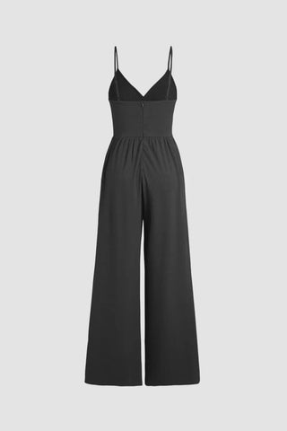 Surplice Spaghetti Strap Wide Leg Jumpsuit Divacious