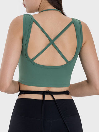 Millennia Crisscross Square Neck Active Tank Trendsi