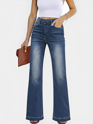 High Waist Bootcut Jeans with Pockets Divacious