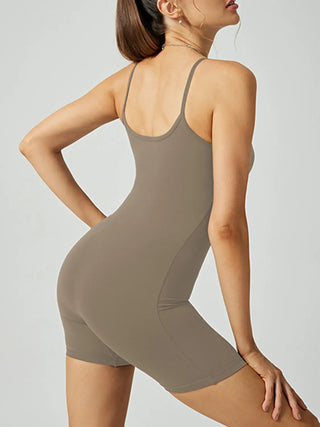 Scoop Neck Spaghetti Strap Active Romper Divacious