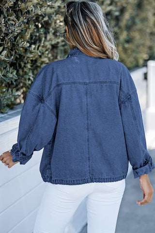 Snap Down Long Sleeve Denim Top Divacious