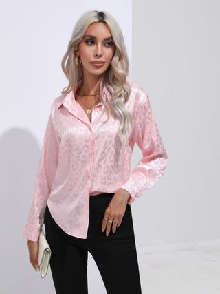 Printed Collared Neck Buttoned Shirt Divacious