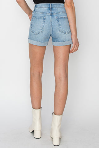 Distressed Mid-Rise Waist Denim Shorts Divacious