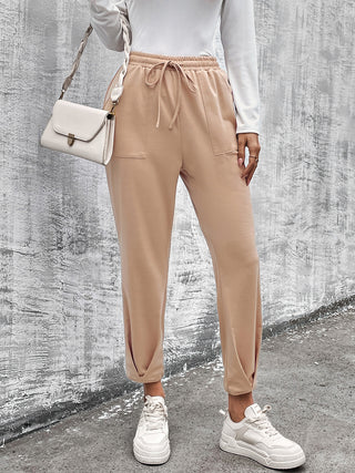 Drawstring Straight Pants with Pockets Divacious