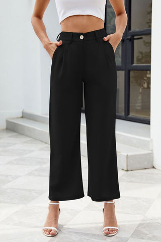 Pocketed High Waist Pants Divacious