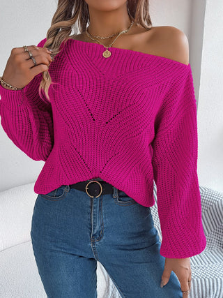 Openwork Long Sleeve Sweater Divacious