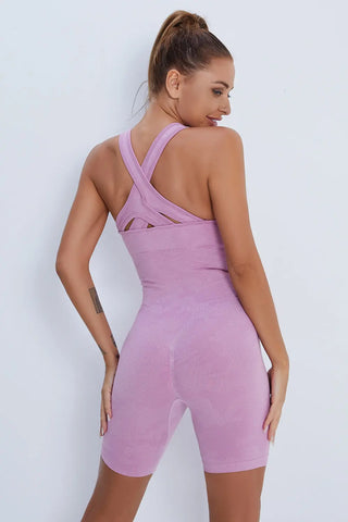 Crisscross Wide Strap Active Romper Divacious