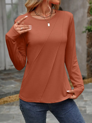 Round Neck Long Sleeve T-Shirt Divacious