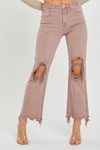 Distressed Ankle Bootcut Jeans Divacious