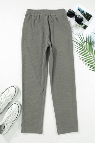 Drawstring Straight Pants with Pockets Divacious