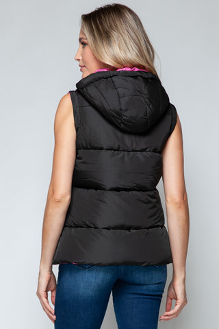 Snobbish Snap and Zip Closure Hooded Vest Trendsi