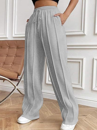 Drawstring Wide Leg Pants with Pockets - Divacious