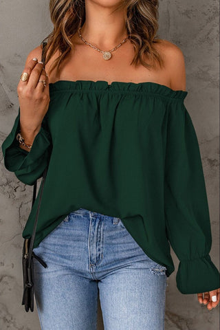 Frill Off-Shoulder Flounce Sleeve Blouse Divacious