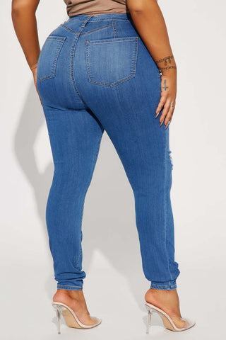 Distressed Buttoned Jeans with Pockets Divacious