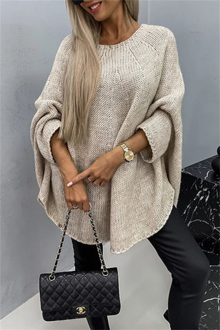 Round Neck Batwing Sleeve Sweater Divacious