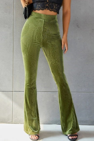 Ribbed High Waist Flare Pants Divacious