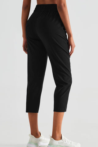 Elastic Waist Cropped Sports Pants Trendsi