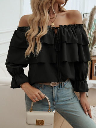 Off-Shoulder Flounce Sleeve Blouse Divacious