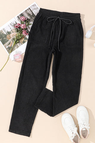 Drawstring Straight Pants with Pockets Divacious