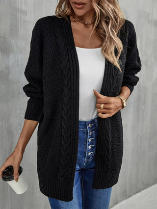 Warm Fall Mixed Knit Open Front Longline Cardigan Divacious