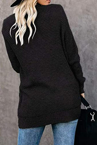 Open Front Rib-Knit Cardigan with Pockets Divacious