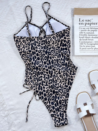 Leopard Cutout Tied One-Piece Swimsuit Divacious