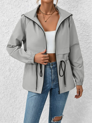 Drawstring Zip Up Hooded Jacket Divacious