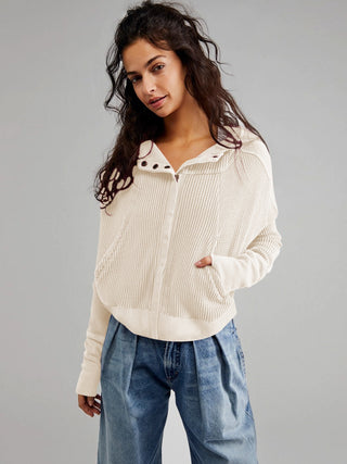 Waffle-Knit Dropped Shoulder Hooded Jacket Divacious