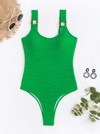 Scoop Neck Wide Strap One-Piece Swimwear Divacious