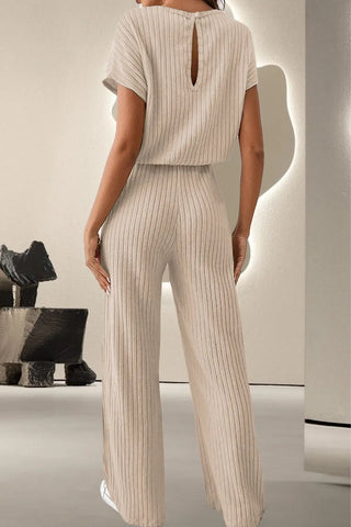 Round Neck Short Sleeve Jumpsuit Divacious