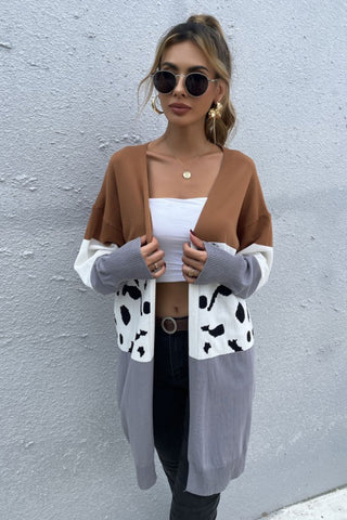 Leopard Color Block Cardigan Divacious