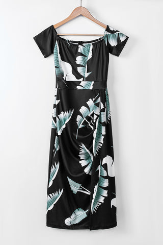 Slit Printed Off-Shoulder Midi Dress Trendsi