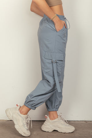 Elastic Waist Woven Cargo Pants Divacious