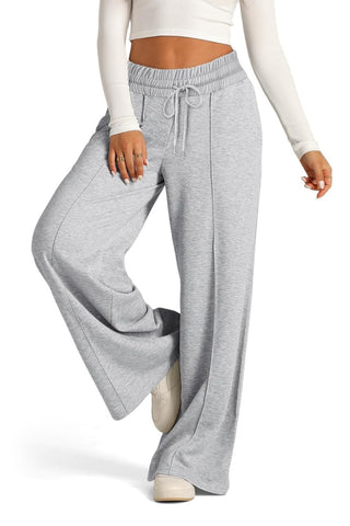 Drawstring Elastic Waist Wide Leg Pants - Divacious