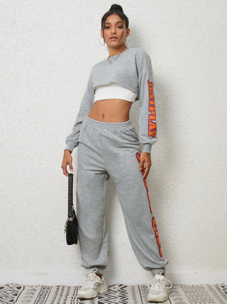 Cropped Sweatshirt and Sweatpants Set Trendsi