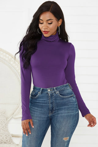 Turtleneck Long Sleeve Bodysuit Divacious