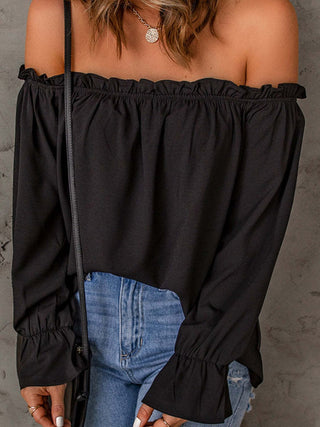 Off-Shoulder Flounce Sleeve Blouse Divacious