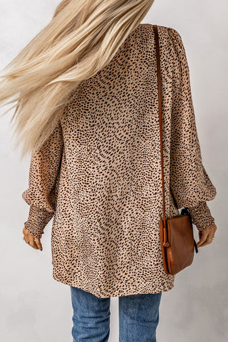 Leopard Print Balloon Sleeve Cardigan Divacious