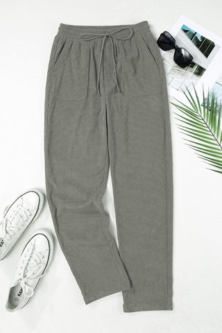 Drawstring Straight Pants with Pockets Divacious