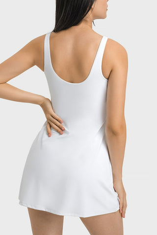 Millennia Square Neck Sports Tank Dress with Full Coverage Bottoms Trendsi