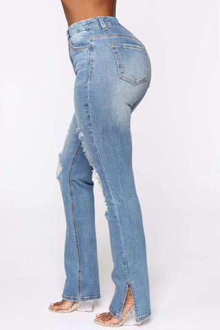 Distressed Slit Jeans Divacious